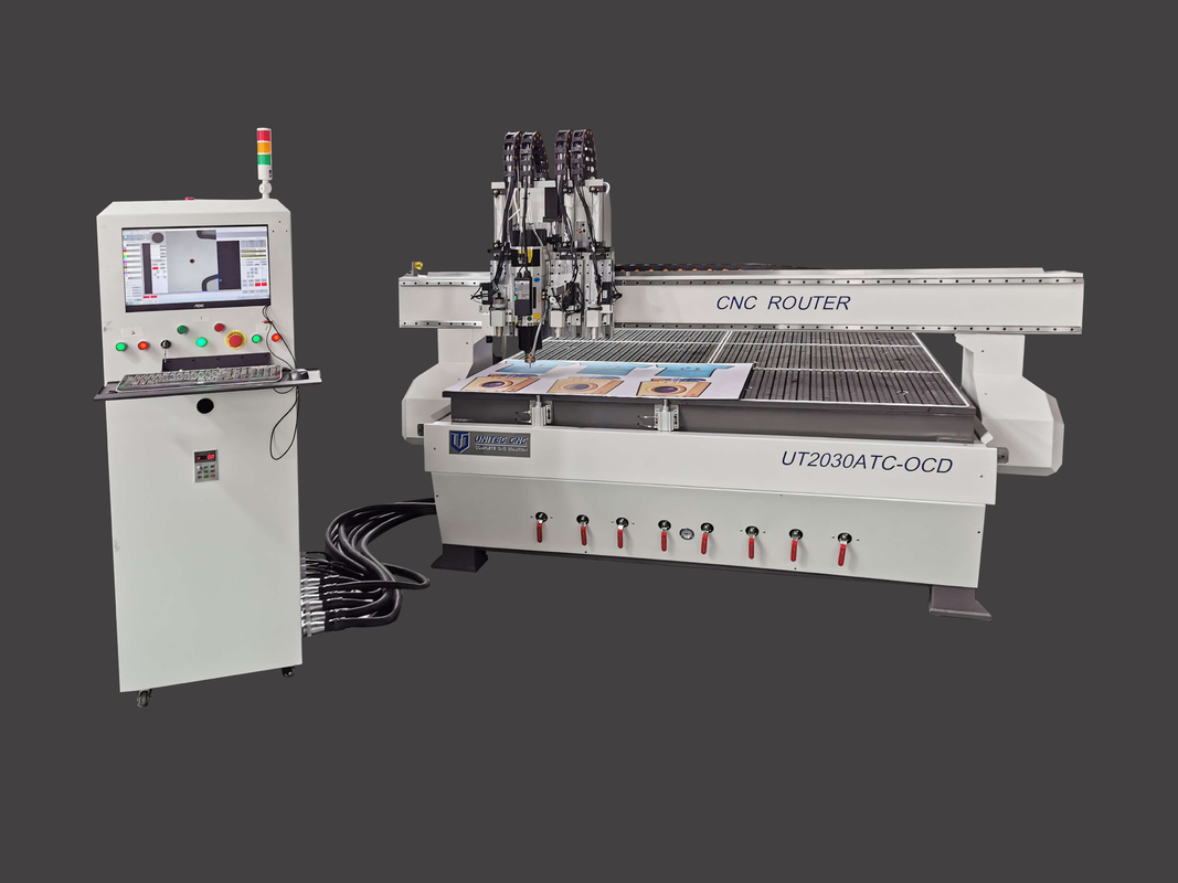 Linear Tool Changer ATC CNC Router With Oscillating Cutter CCD Japan Shimpo Reducer
